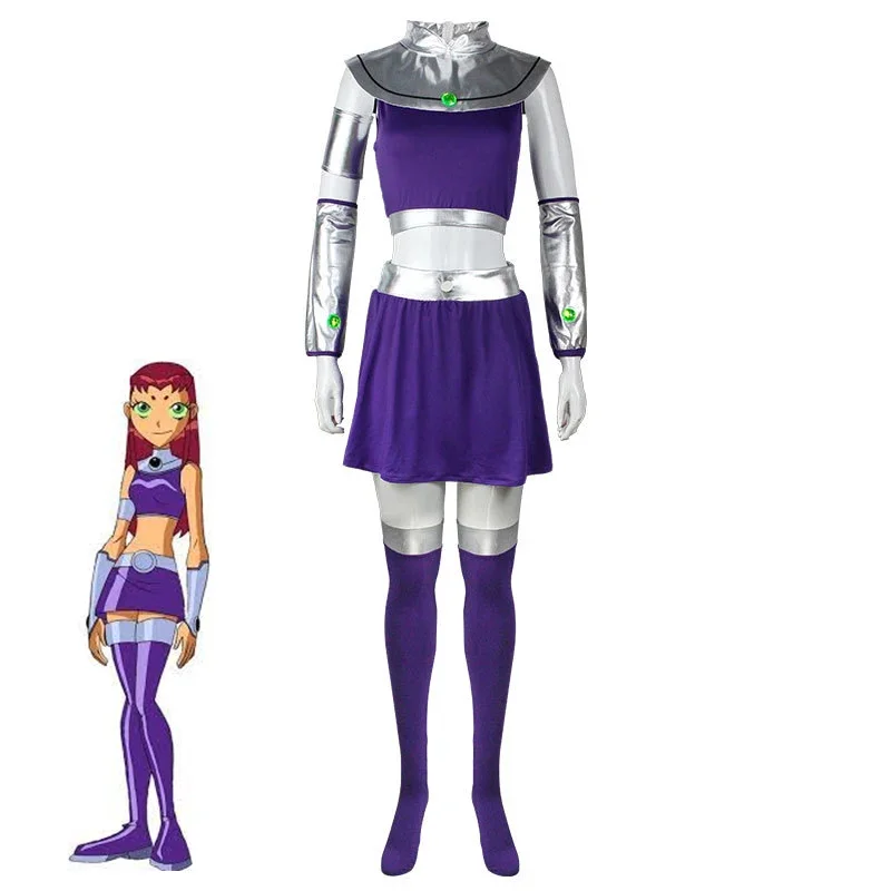 Donne Teen Titans Superhero Starfire Cosplay Princess Koriand'R Costume Purple Outfit