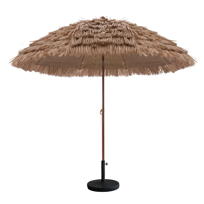 Simulated Straw Umbrella Reinforced Straw Umbrella Windproof and Rainproof Outdoor Sun