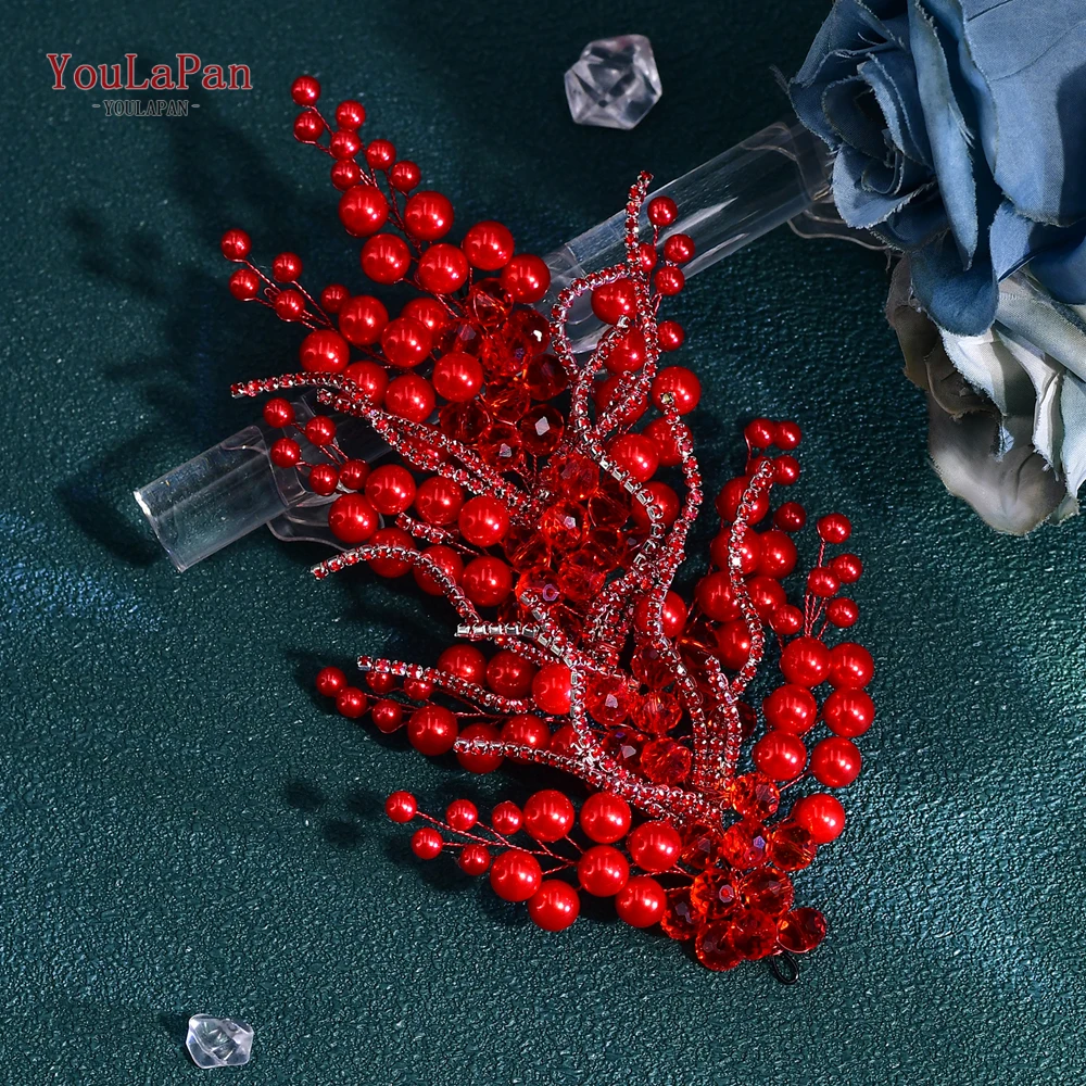 YouLaPan Bride Pearl Crystal Red Color Belts Fashion Wedding Dress Belts Women Party Prom Gown Waist Accessories SH739