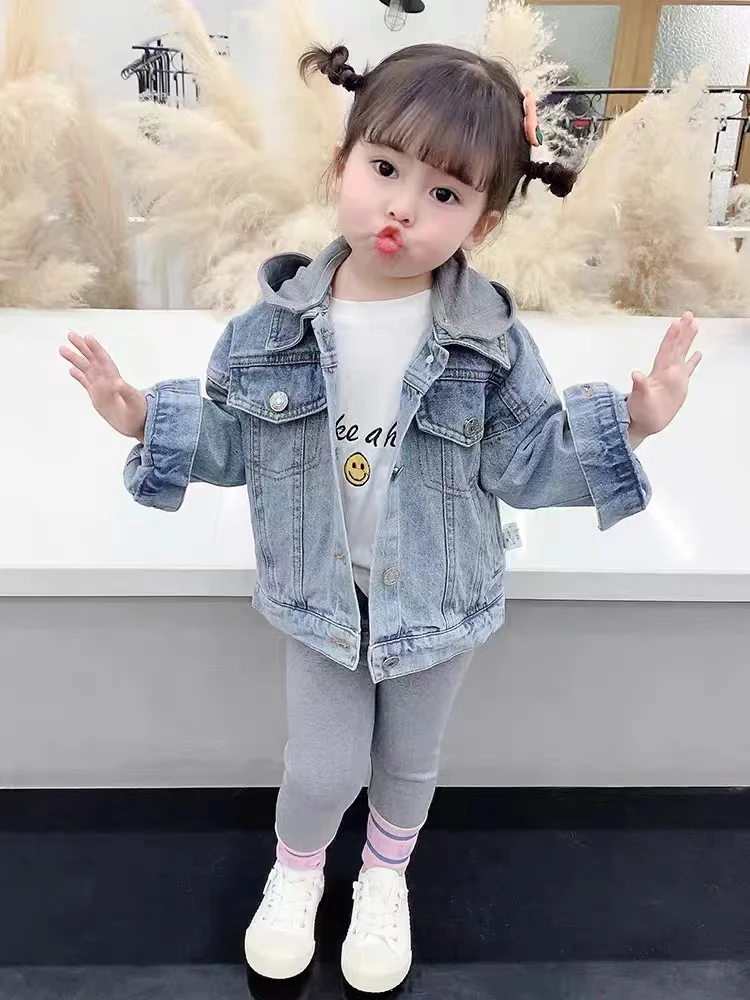 Girls Deconstructable Hooded Turn-down Collar Blue Denim Jacket Children  Casual Clothes Tops Kids Outerwear Jeans Jacket Coats - AliExpress