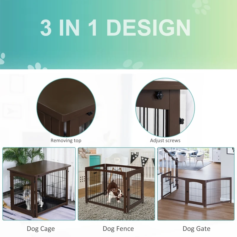 Title 4, Wooden Decorative Dog Cage Pet Crate Fence Side...