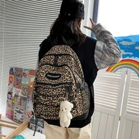European and American Retro Leopard Print Student Schoolbag Korean Version Ulzzang Versatile Large Capacity Backpack for Women 2