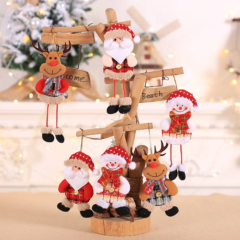 

2023 Christmas Tree Ornaments Hanging DIY Gift Santa Claus Doll New Year Elk Pendant Doll Decorations for Home Navidad