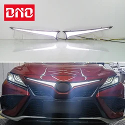 Car LED DRL 12V Daylights For Toyota Camry 2018 - 2023 Yellow Turn Signal Daytime Running Headlamps Auto Driving Lamp Foglamps