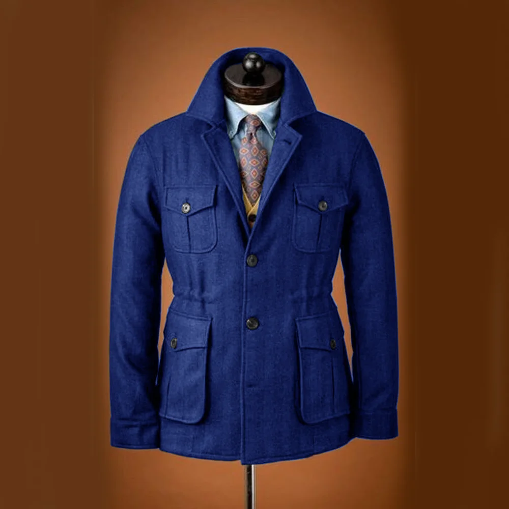 Men Suits Jackets Tweed Jacket Tuxedo Woolen Suit Single Breasted Casual Slim Fit Male Blazers Winter