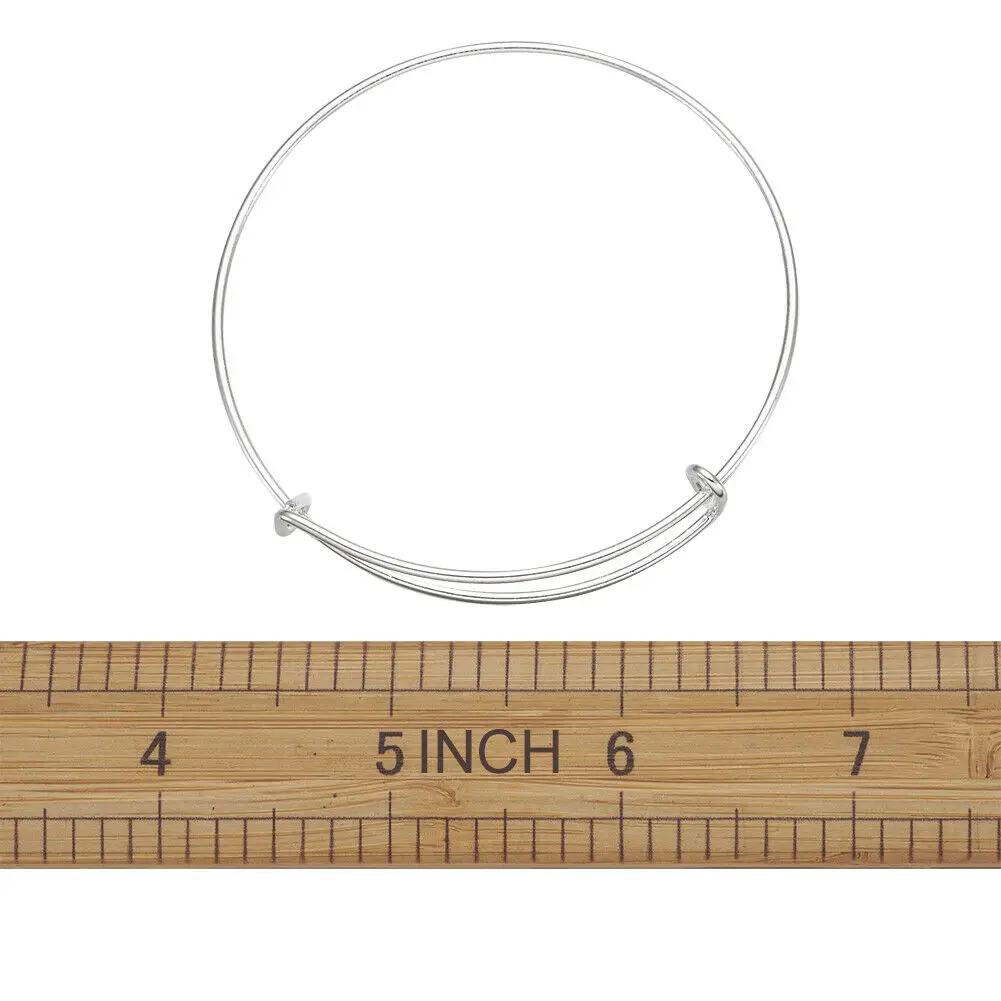 10 Pcs Silver Tone Adjustable Bangle Bracelets 65mm Basic Bracelet
