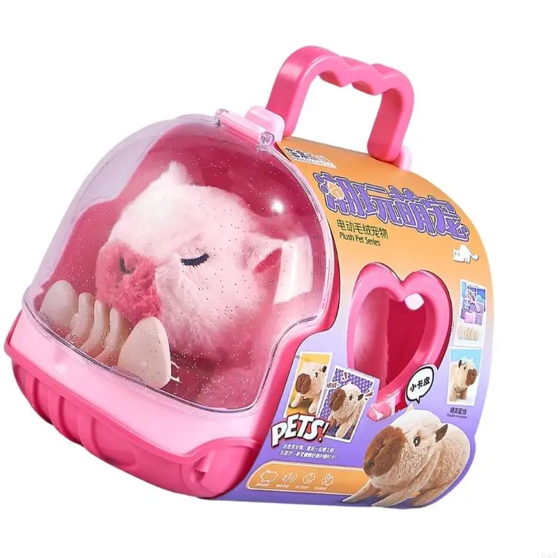 Electric Pet Plush Capybara Dolls Toy with Sound Soft Plush Toy for Children Pet Raise Animal for Preschool Kids