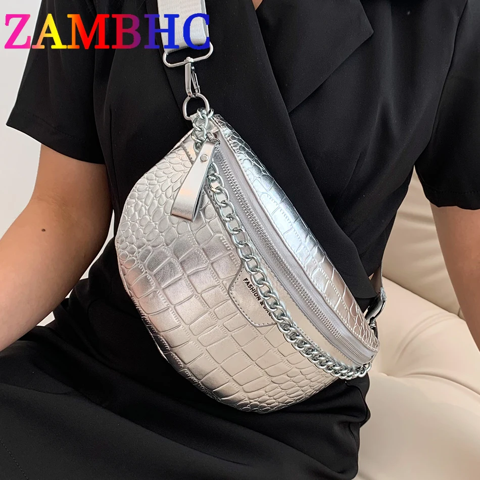 Women's Fashion Bags 2023 Female Belt Bag Thick Chain Waist Crocodile  Shoulder Replica Brands Designer Luxury Bag for Women Pack - AliExpress