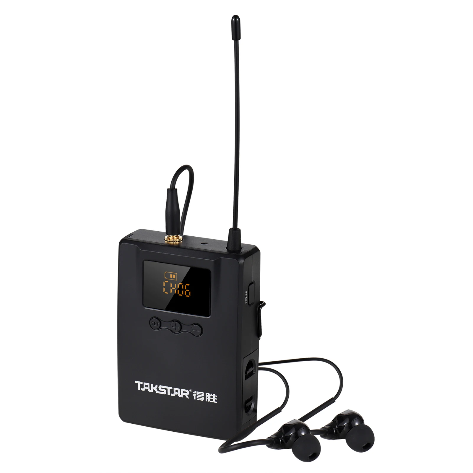 TAKSTAR WPM-300R Wireless Audio Receiver with In-ear Earphone UHF Bodypack Receiver LED Digital Display for Stage Studio Simulta