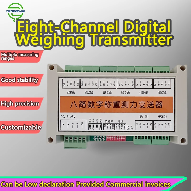 8 Channel Digital Weighing Transmitter RS485 Modbus RTU, Supports 10-Point Calibration, High Accuracy Sensor Signal Module