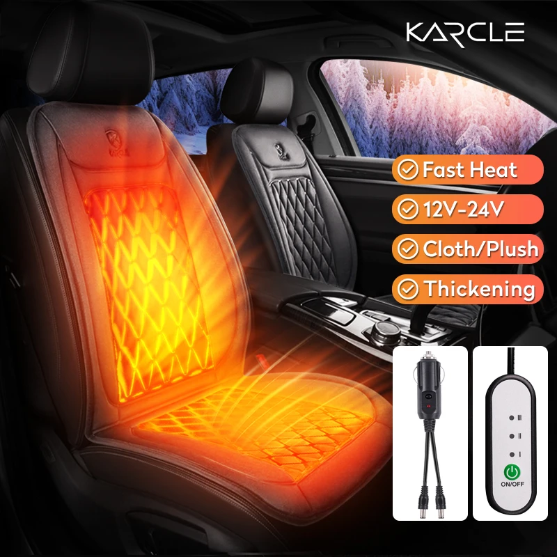 Heated Car Seat Cushion Covers - Fast Heating Universal Seat Cover Heater (Set of 2)