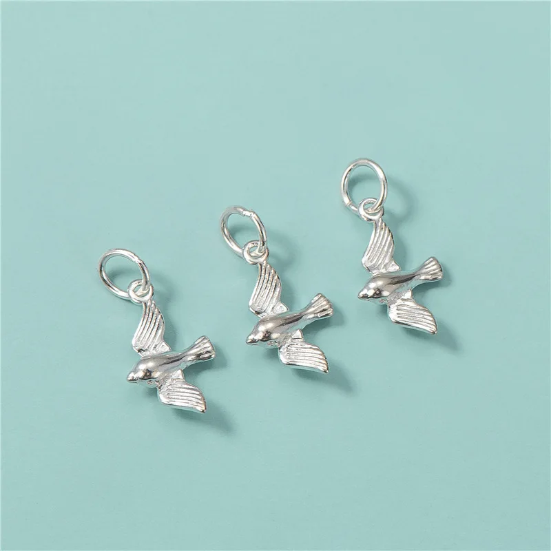 925 Sterling Thai Silver Fashion Animal Swallow Charm Pendant Handmade DIY Accessories Jewelry