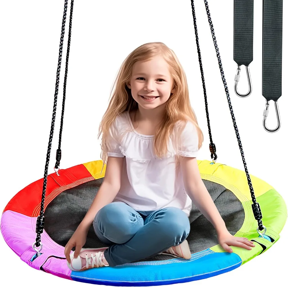 40 Saucer Tree Swing for Kids - 700Lb Weight Capacity, 900D Waterproof Oxford Fabric Platform Swing Seat with Adjustable Ropes