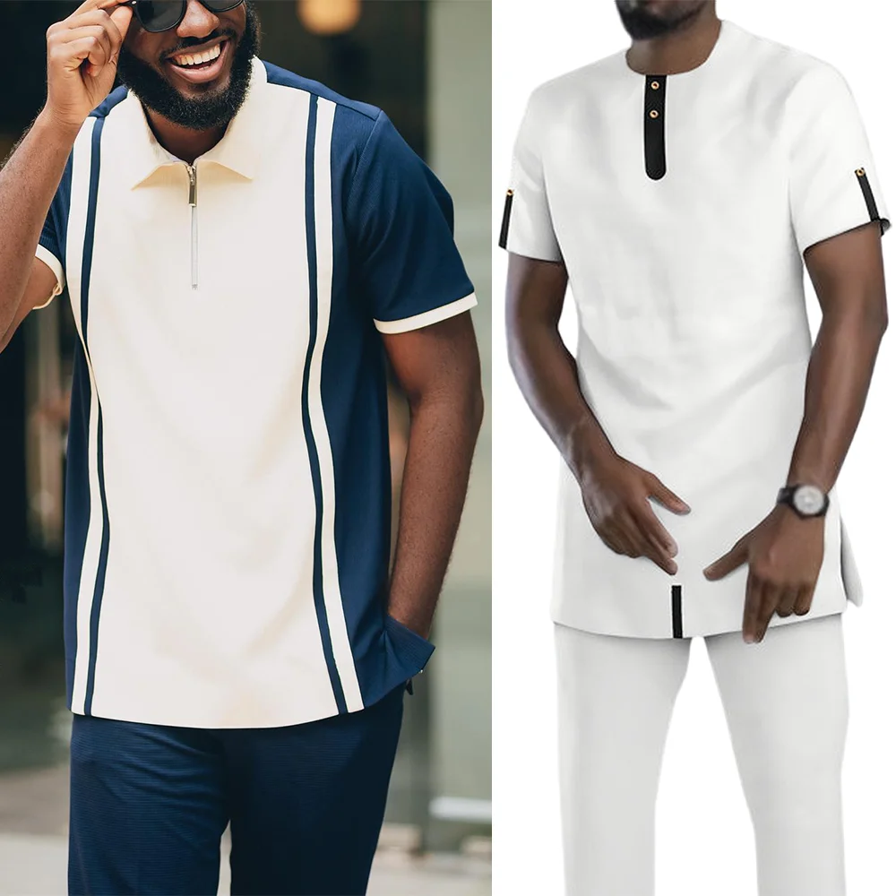 Elegant African Dashiki Short Sleeve Shirts for Men - Luxury Tops with High Quality Fabric, Traditional Style for Nigerian Senat