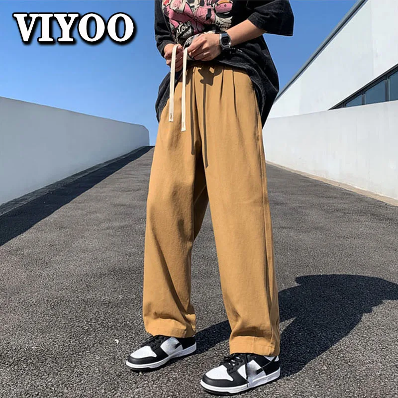 

Y2K Wide Leg Cargo Pants Men's Spring Vintage Harajuku Casual Drawstring Versatile Trendy Straight Trousers Baggy Pants For Me