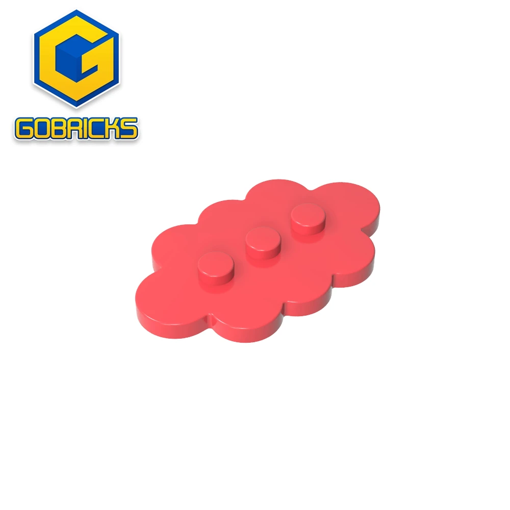 Gobricks GDS-2138 Plate Special 3 x 5 Wolke mit 3 Mittelbolzen, kompatibel mit Lego 35470, baut Bausteine zusammen