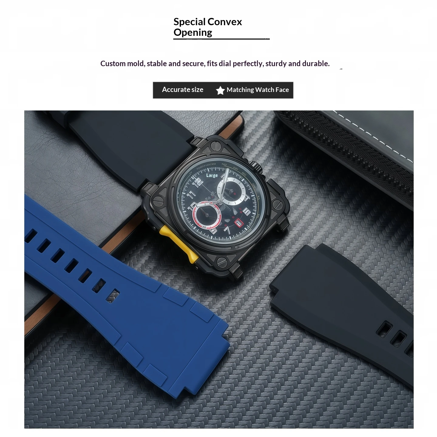 Waterproof Silicone Sports Watch Strap | Soft 24mm Rubber Wristband