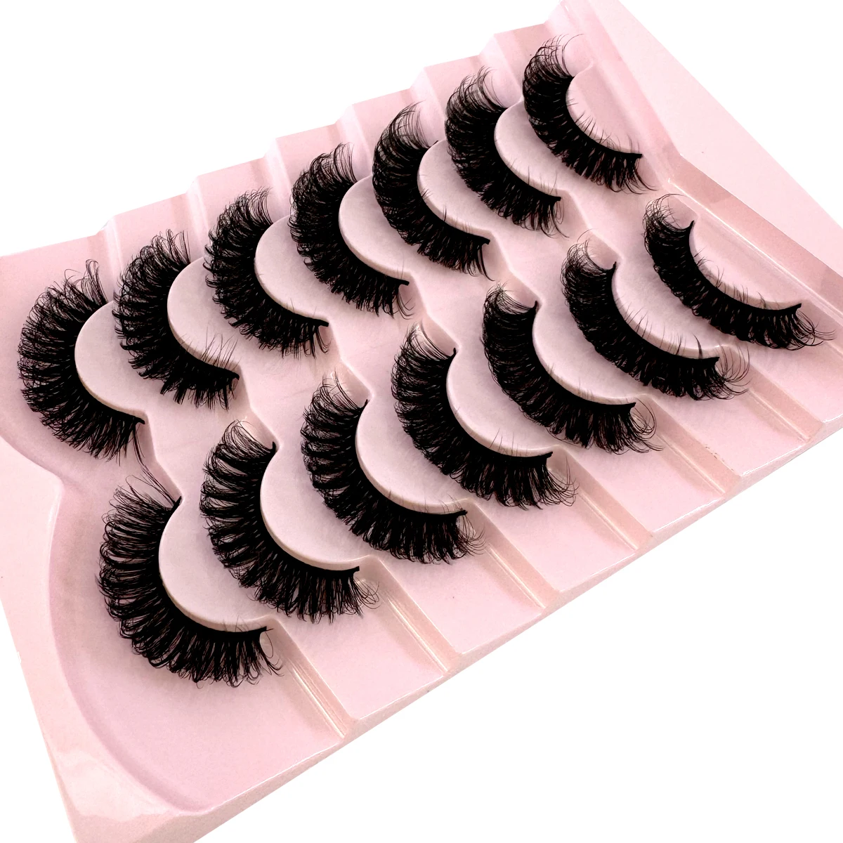 7 Paar natürliche russische Streifenwimpern, flauschige Nerzwimpern, 3D-falsche Wimpern, russische Volumenwimpern, flauschige Streifen-Fälschungswimpern – Detail 14
