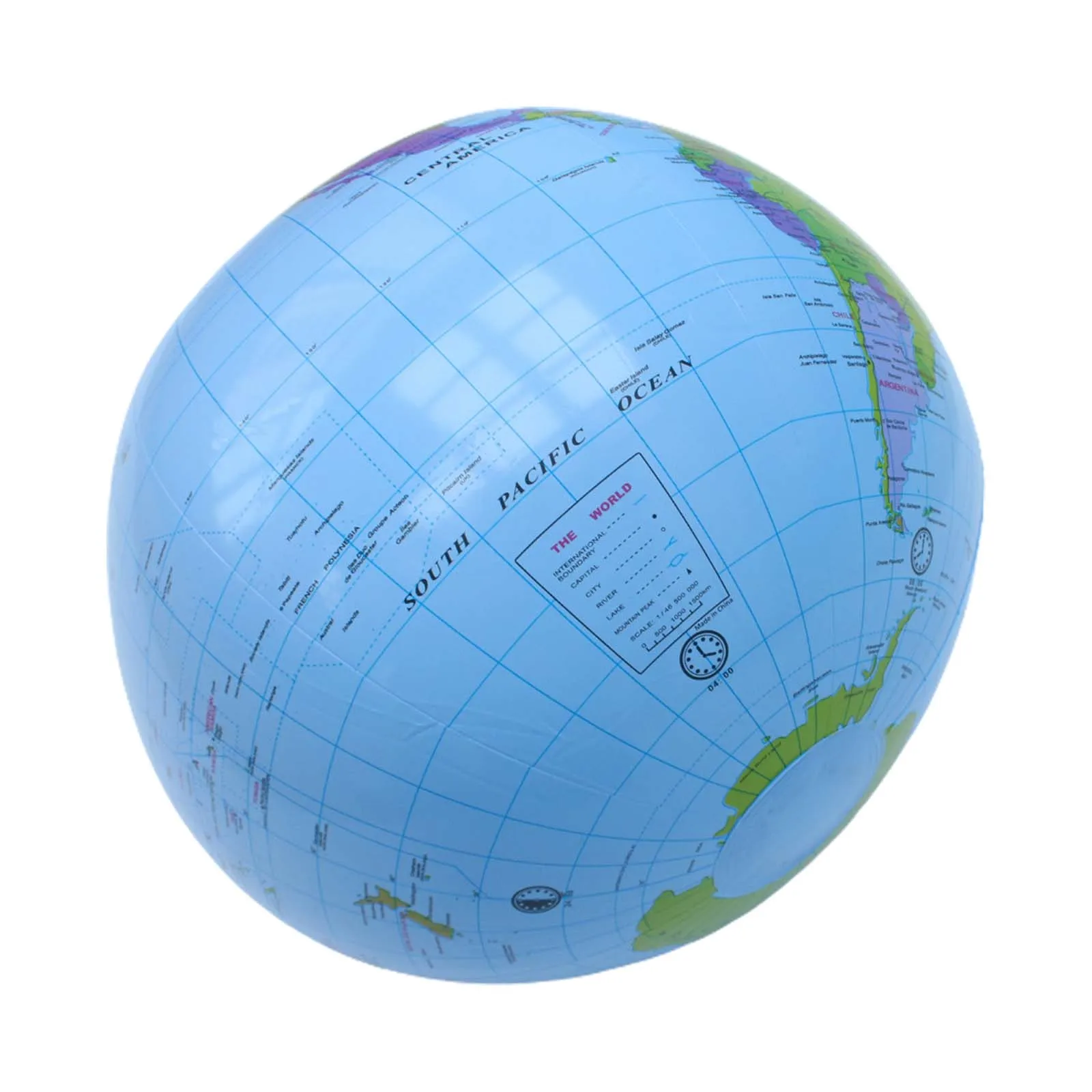 Inflatable Earth Globe Easy to Read Geography 40cm Globe Map Beach Ball for School Children Learning Playing