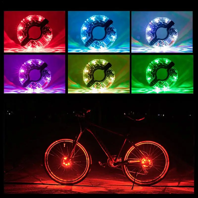 LED Rechargeable Bike Wheel Hub Lights Waterproof USB RGB Colorful Bicycle Spoke Lights For Safety Warning And Decoration 2