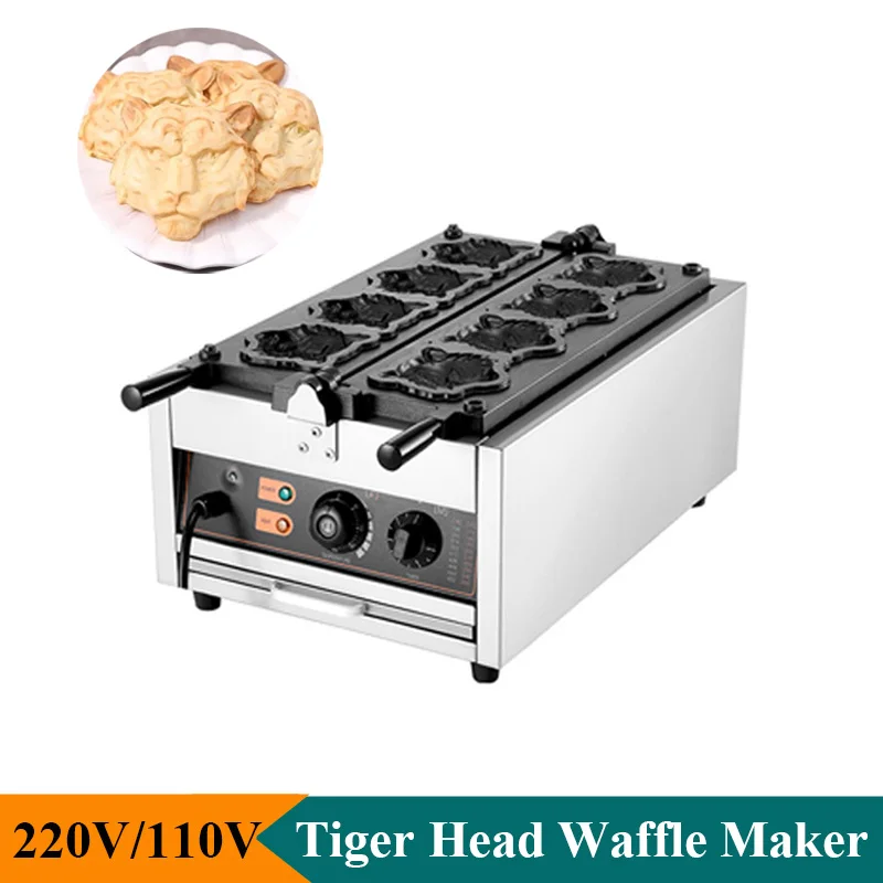 

Household Waffle Making Machine 4 Pcs Mini Tiger Head Shaped Bread Waffle Maker Baker With Non Stick Coating Commercial Use
