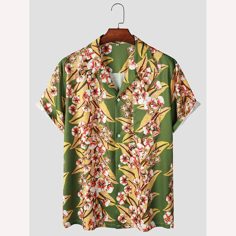 

New 3d Print Floral Shirt For Men Fashion Short Sleeve Button Loose Fit Hawaiian Shirts Summer Holiday Beach Shirt Clothing