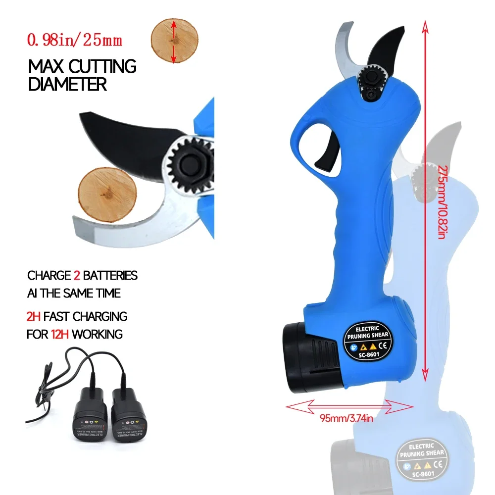 16.8V Cordless Pruner Lithium-ion Pruning Shear Efficient scissors Bonsai Electric Tree Branches  garden tools electric SC-8601 2