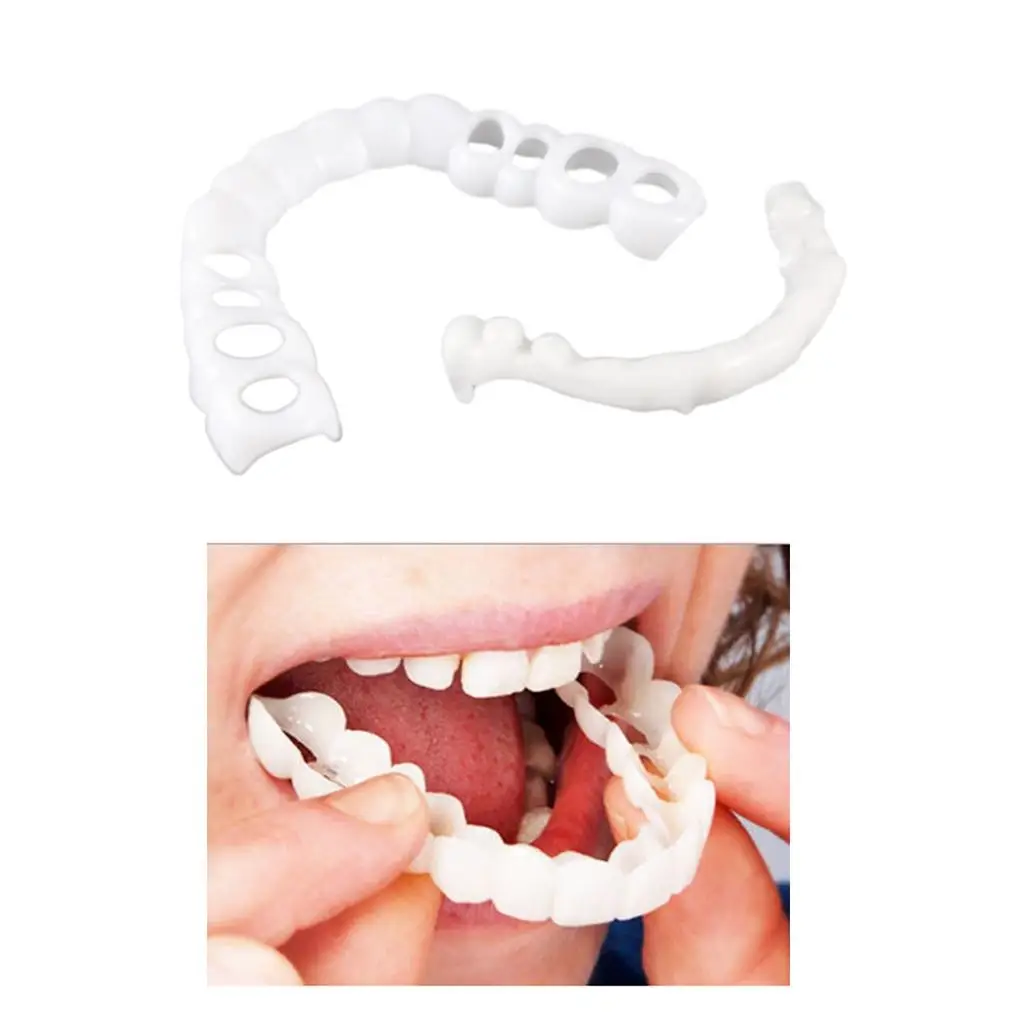 

Perfect Fit Teeth Whitening Fake Reusable Snaps Tooth Cover On Silicone Smile Veneers Teeth Upper Beauty Tool Cosmetic Teeth