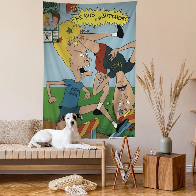 Tapisserie de dessin animé Anime Beavis et Butthead, décoration murale, décoration de la maison 2