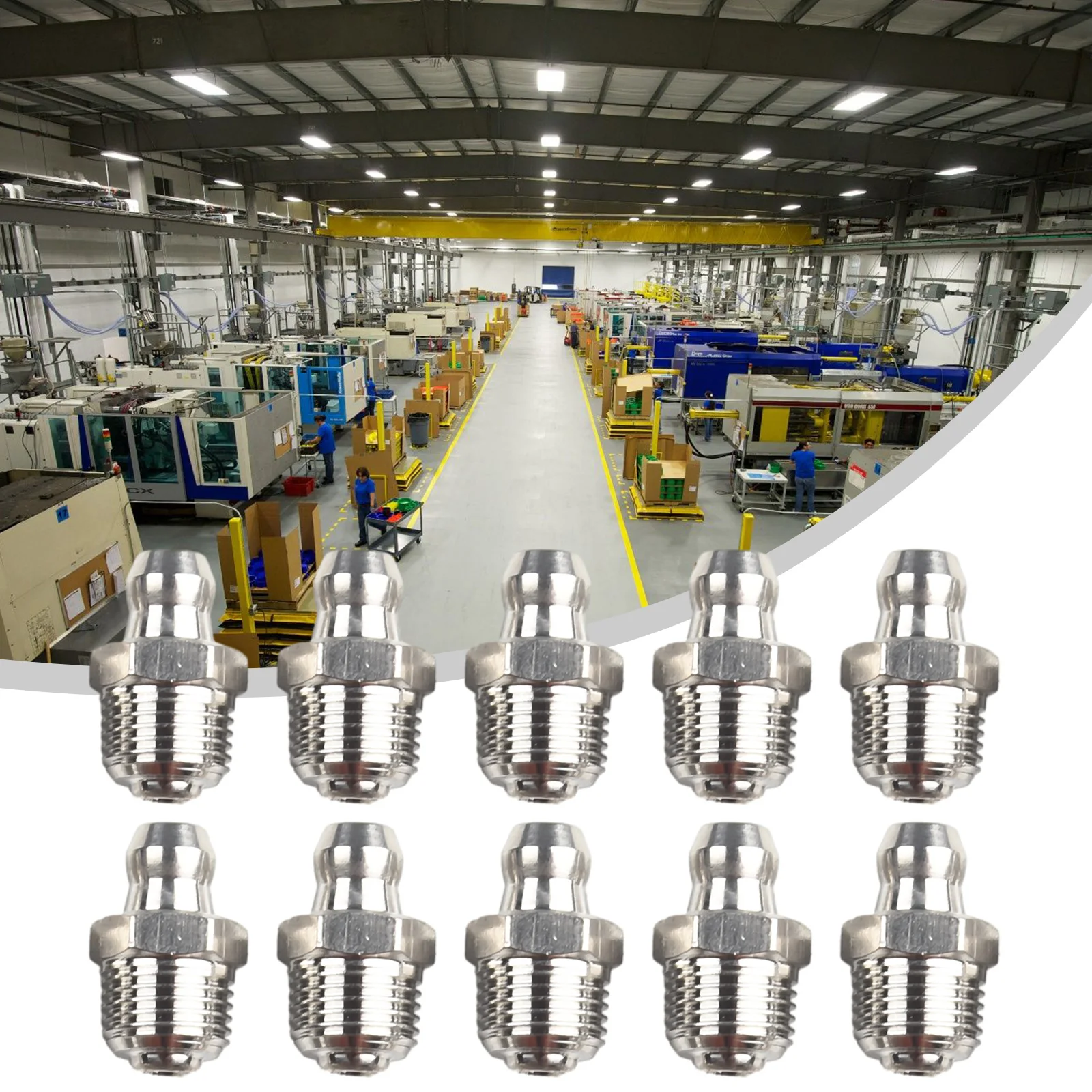 10pcs Industrial Strength Stainless Steel Grease Fitting M10 x 1mm Thread Suitable for Various Mechanical Equipment grease nipple fitting