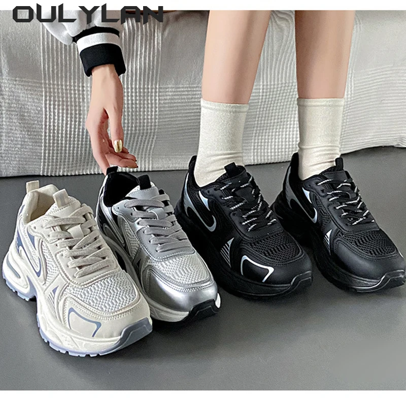 

Fitness Vulcanize Shoes Female Sports Running Thick Sole Shoes Women's Luxary Chunky Sneakers Shoes Spring Casual Ladies