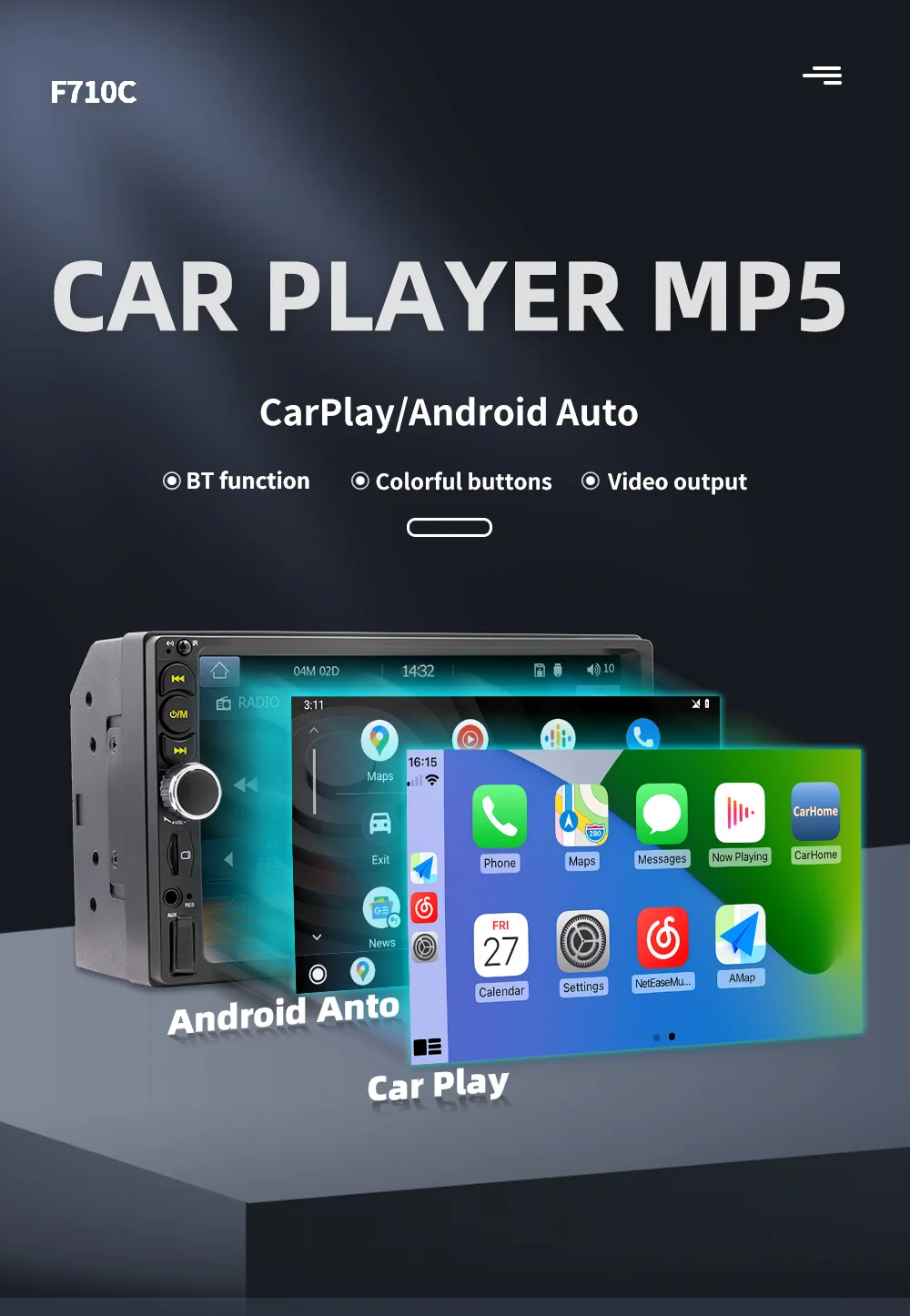 Free Shipping Android-Auto Carplay Car Radio Multimedia Video Player Autoradio Universal 2Din Stereo MP5 MP3 Audio Head Unit pioneer radio