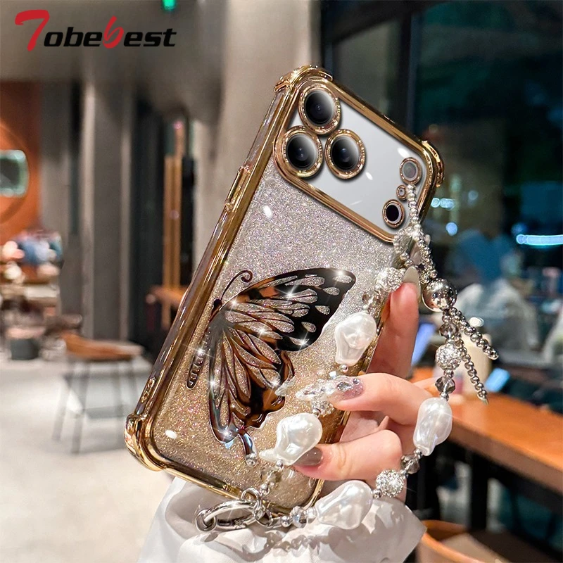 Laser Butterfly Glitter Shockproof Plating Bracelet Silicone Case