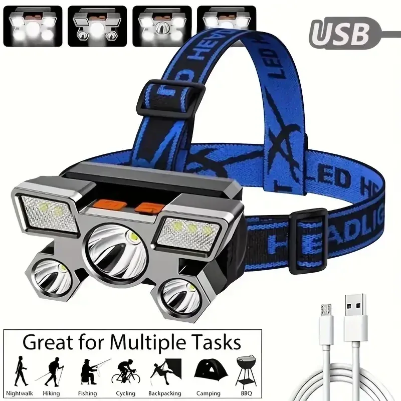 1pc High-Quality LED Headlamp - Convenient & Affordable Headlight for Hands-Free Lighting | Perfect for Camping, Hiking