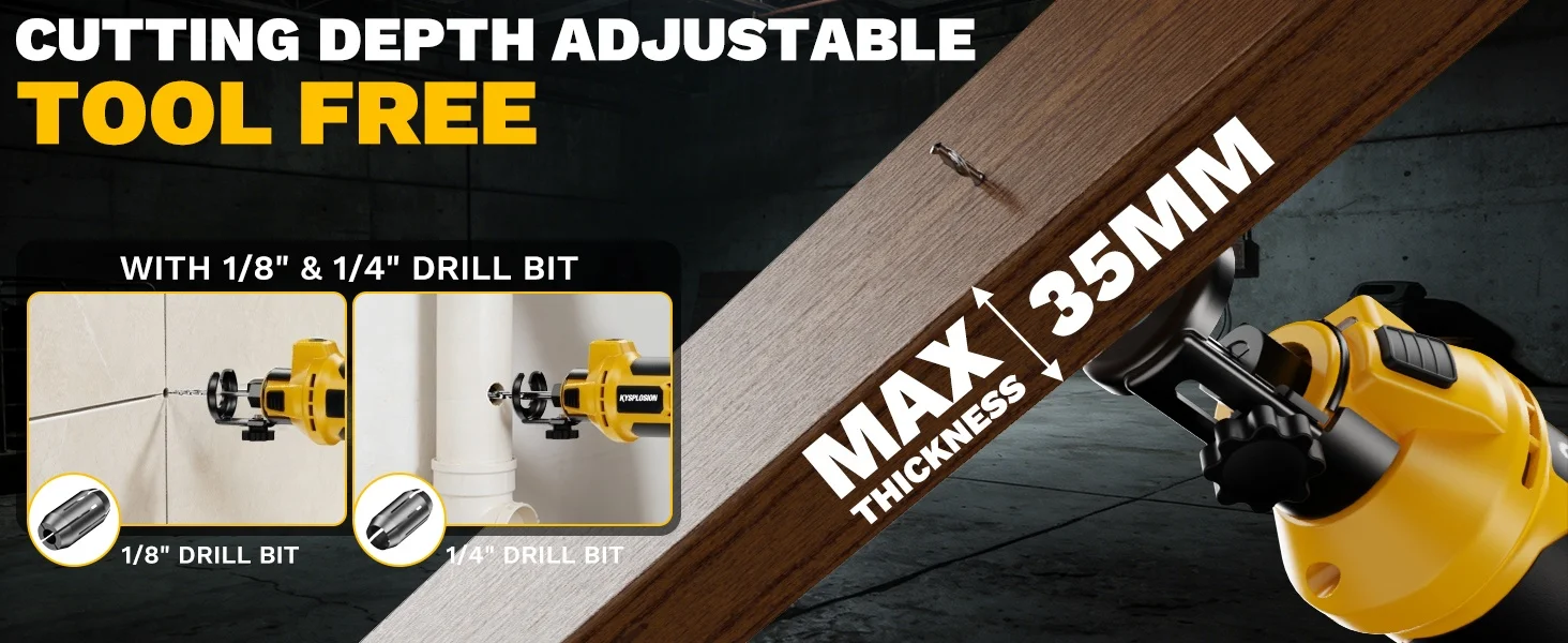 Cordless Brushless Drywall Cut-Out Tool 3 Speed Adjustable Rotary Saw with Up to