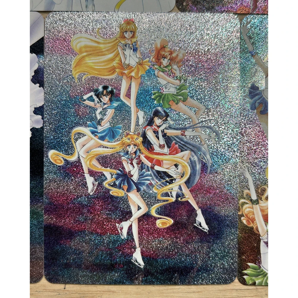 14Pcs/set Diy TTsukino Usagi Chibiusa Mizuno Ami Original Painting Double-Sided Flash Card Classic Anime Collection Cards Toy