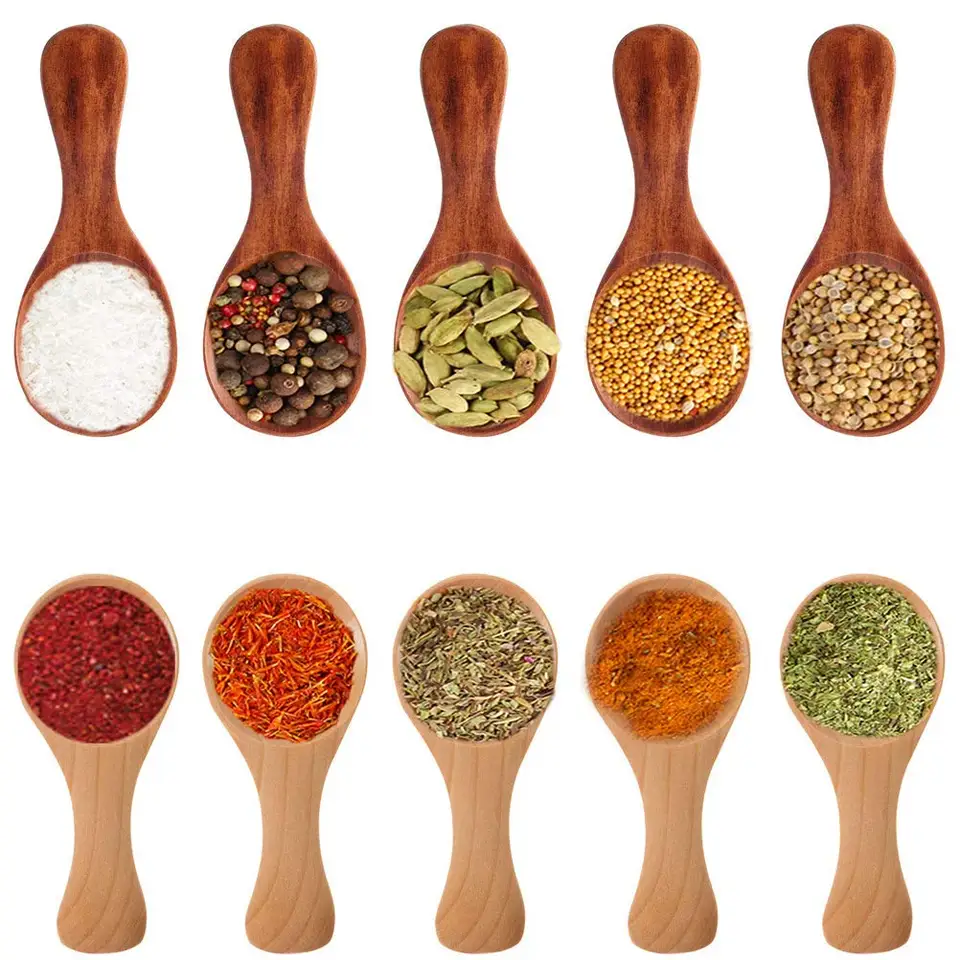 Wooden Salt Spoon Set 20 Pack Mini Spoon