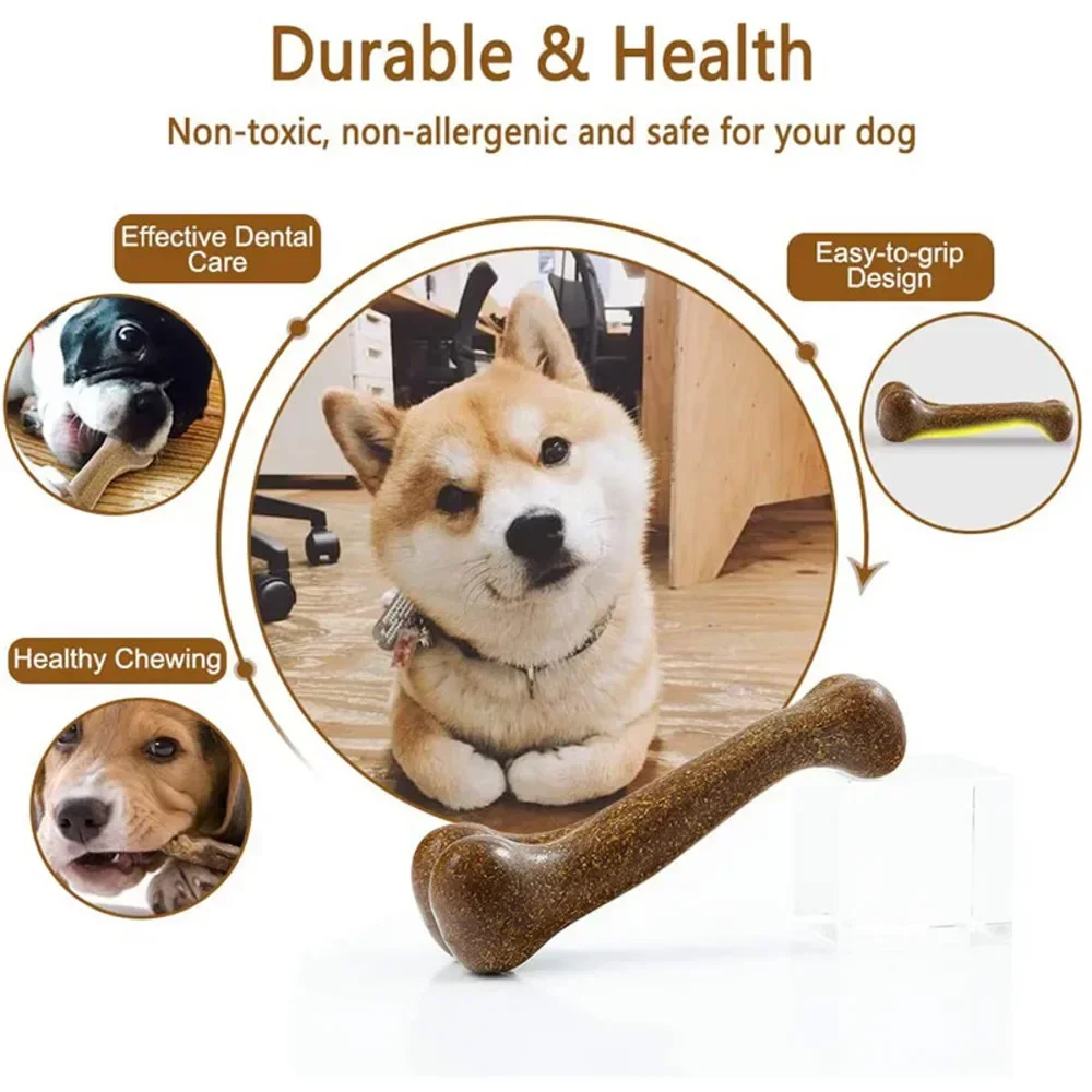 Dog Bone Chews Toys Nearly Indestructible Natural Non-Toxic Anti-bite Puppy Toys For Small Medium Large Dog Pet Chew Game Dental 4