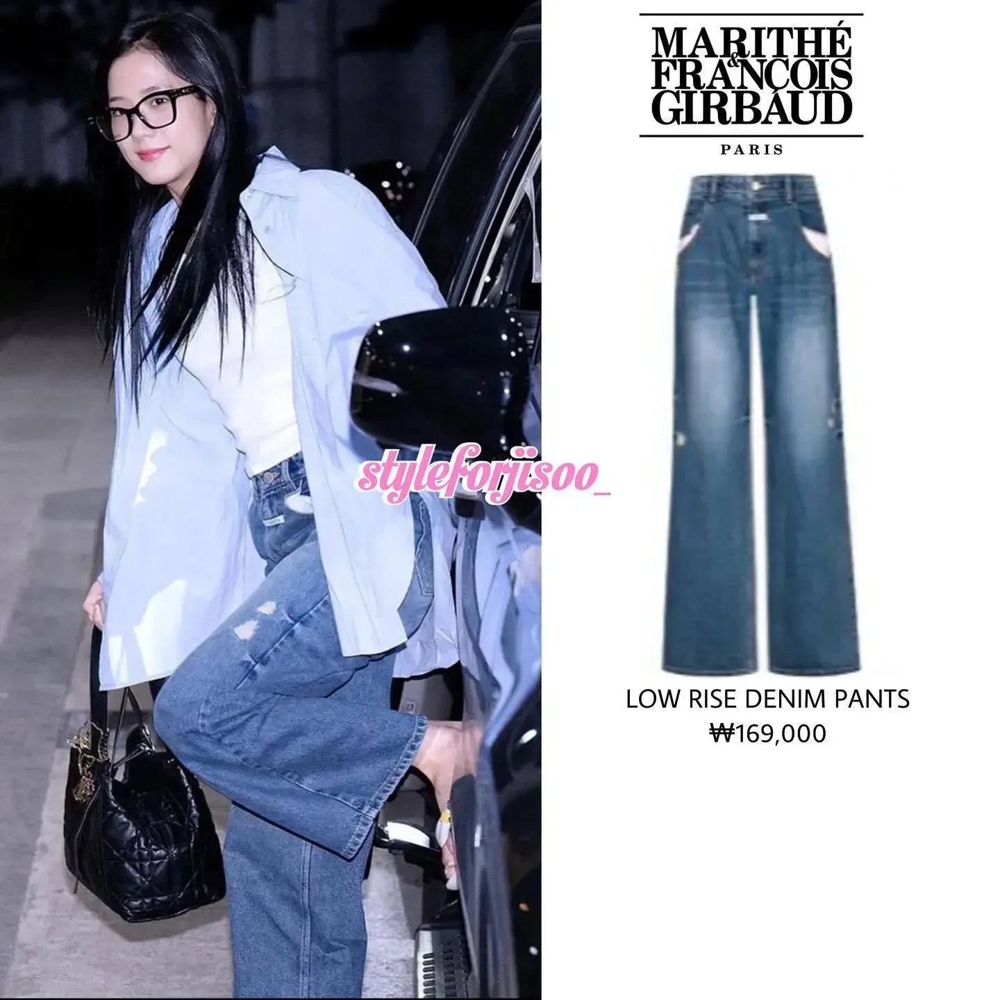 

마리떼 프랑소와 저버 New Retro Faded Small Label Jeans Niche Washed Distressed Polished Straight Loose Casual Wide Leg Pants for Women