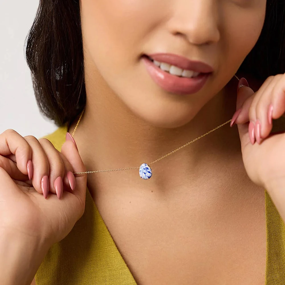 Fashion Oval Natural Tiger-eye Pendant Waterdrop Abalone Shell Neckalce Waterproof Stainless Steel Zircon Crystal Choker Girts