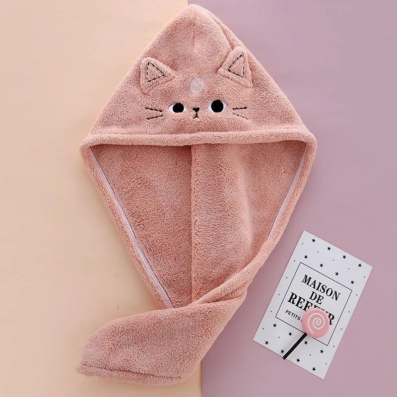 Dry Hair Cap Water Absorbing Coral Wool Cute Cartoon Pattern Facial Headband Makeup Remover Dry Hair Towel hair towel