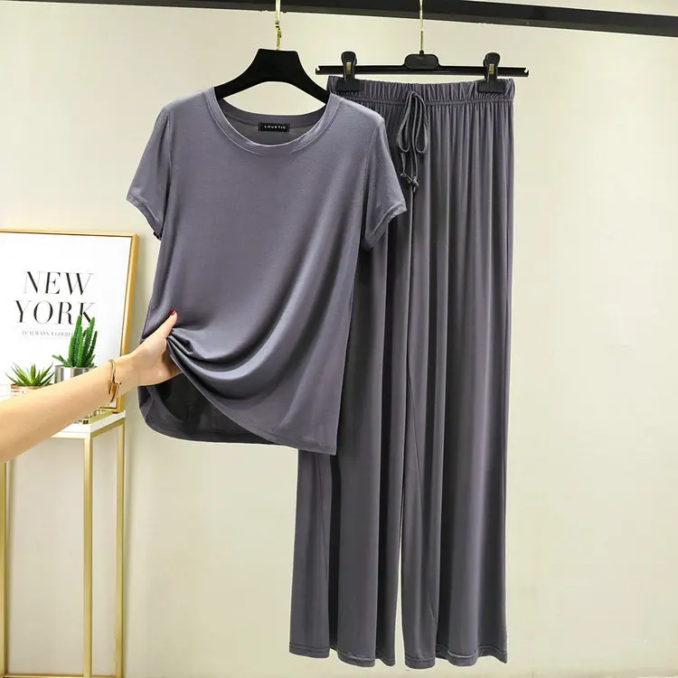 Korean Short Sleeve Sleepwear Set Comfort Modal Women's Pajamas Home Wear Clothing Suit Pyjama Femme 2 pi&egrave;ces Nightwear Sets women pajamas set women pajama suit