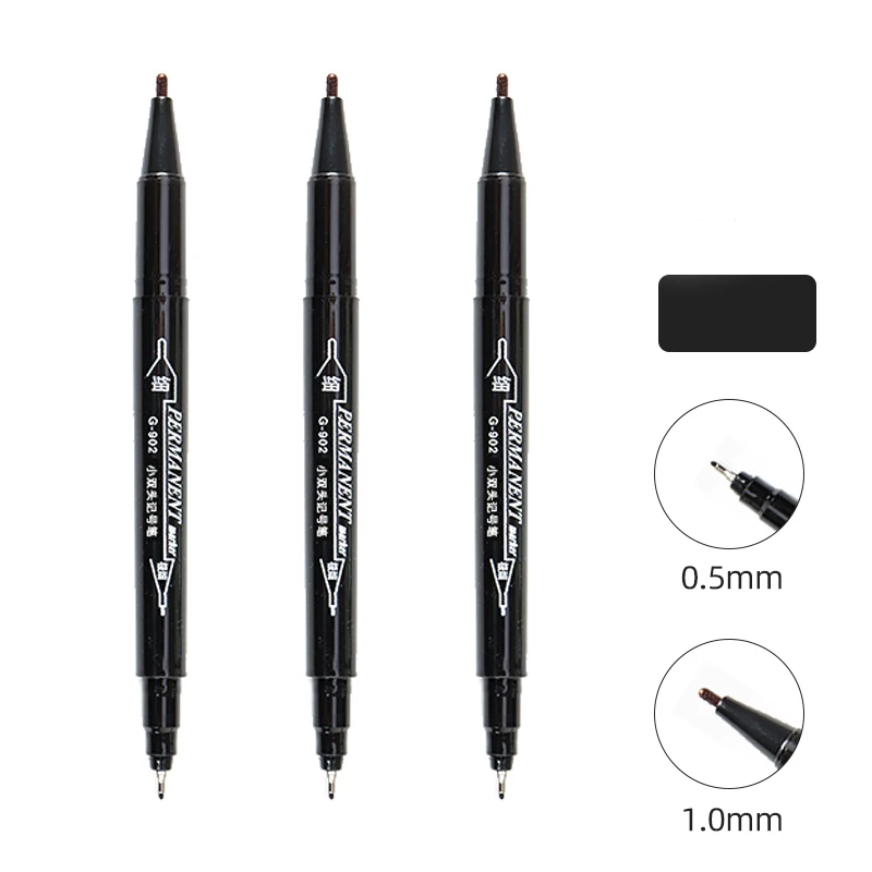 Dual Tip Permanent Ink Marker Pens - Fine and Broad Line Waterproof Pens for Art and Technical Detailing (Black/Red)