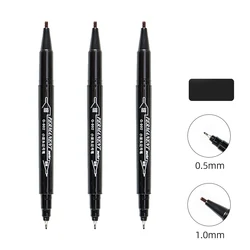 Dual Tip Permanent Ink Marker Pens - Fine and Broad Line Waterproof Pens for Art and Technical Detailing (Black/Red) (Black 3PCS)