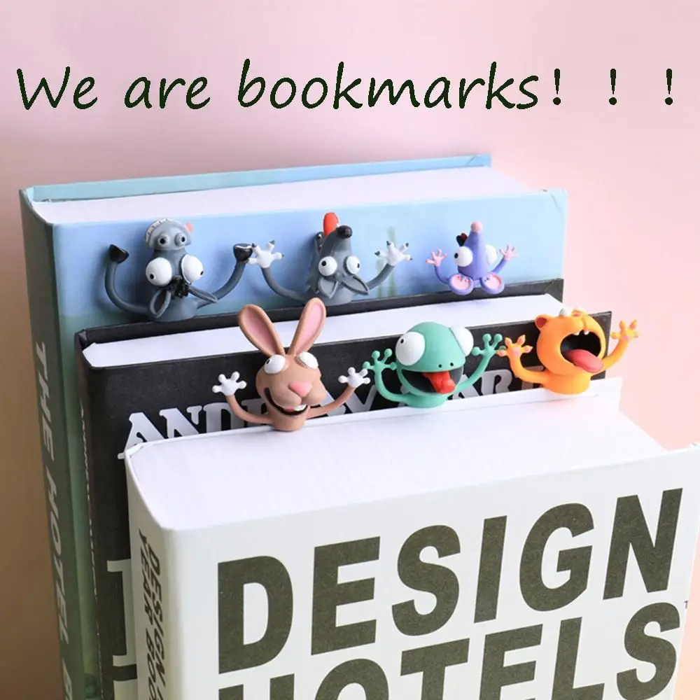 

3D Stereo Cartoon Marker Animal Bookmarks Cute Cat PVC Material Funny Student School Stationery for Children Gift Bookmark