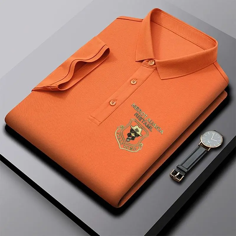 

European American Summer embroidery Short Sleeves men Polo collar shirt luxury brand Cotton Polos top male Casual business tee