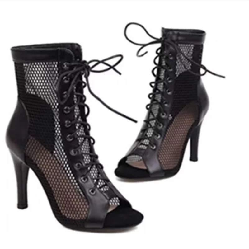 Hollow Mesh Sandals Women Summer Size 35-43 Lace-Up Fish Mouth Stiletto High Heels Party Dance Sandals women sandals women high heels comfortable sandals