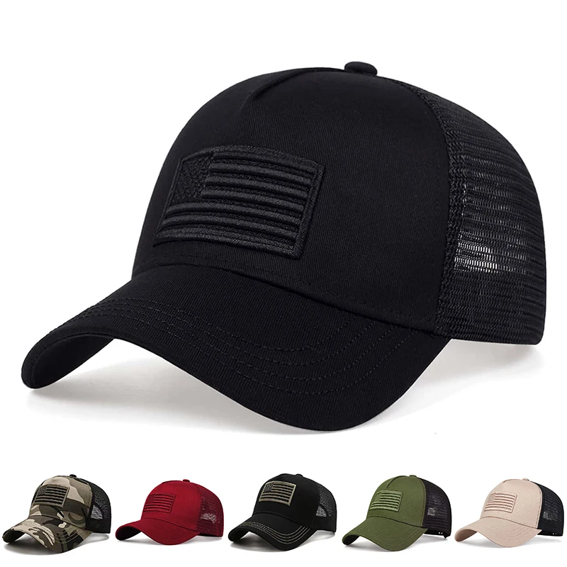 Fashion American Flag Embroidery Baseball Net Caps Spring and Summer Outdoor Adjustable Casual Hats Sunscreen Hat Sports & Entertainment