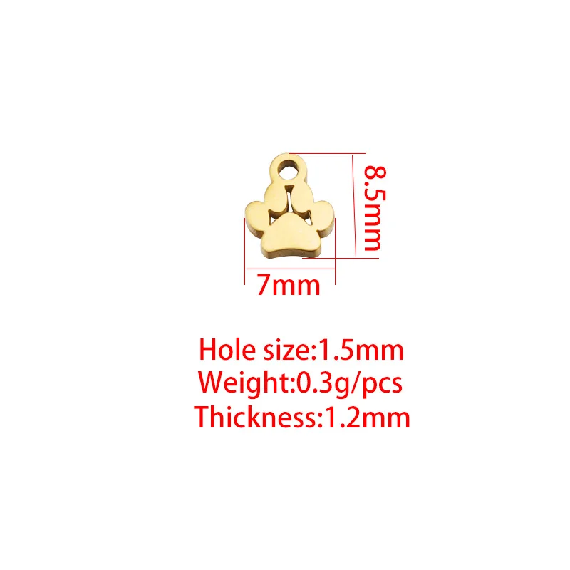 Stainless Steel Hollow Paw Pendant For DIY Making Necklaces Bracelets Keychain Jewelry Mirror Polish Dog Paw Charms  20PCS