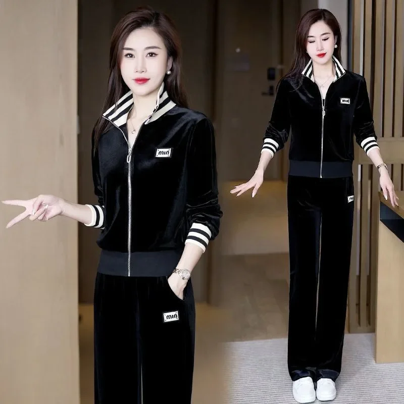 الراقية الذهب المخملية مجموعة ملابس رياضية المرأة...